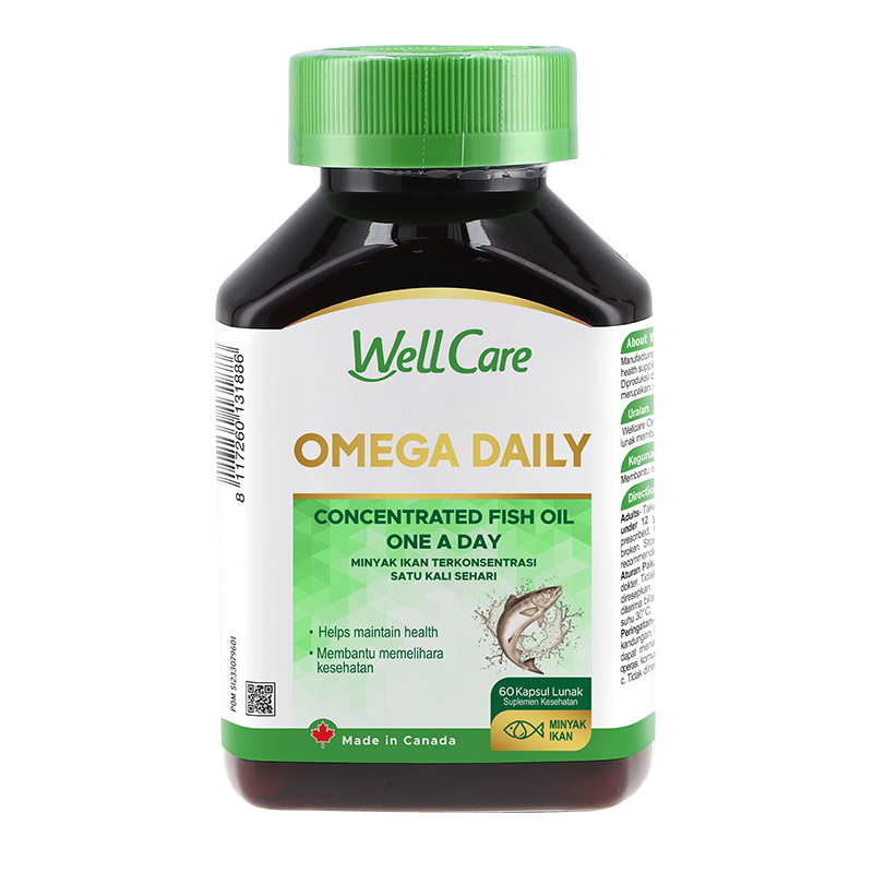 Well Care Omega Daily 60 Kapsul Lunak (BONUS 1 Pack Tissue Basah) | Gogobli
