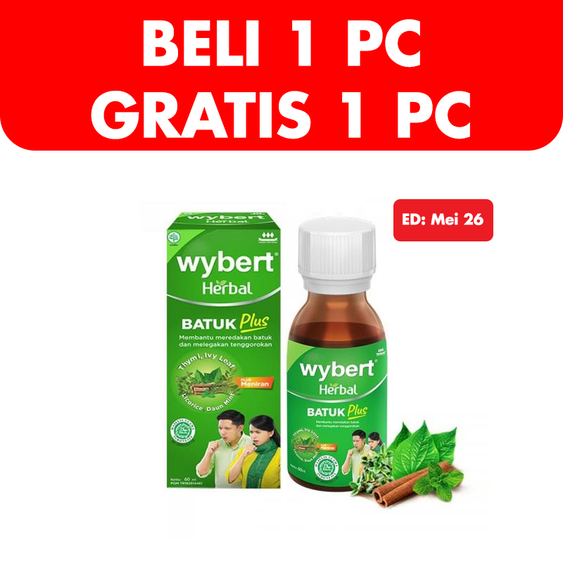 Wybert Herbal Batuk Plus Box (5 Sachet @ 15ml) (ED: Mei 26) (BELI 1pc BONUS 1pc) | Gogobli