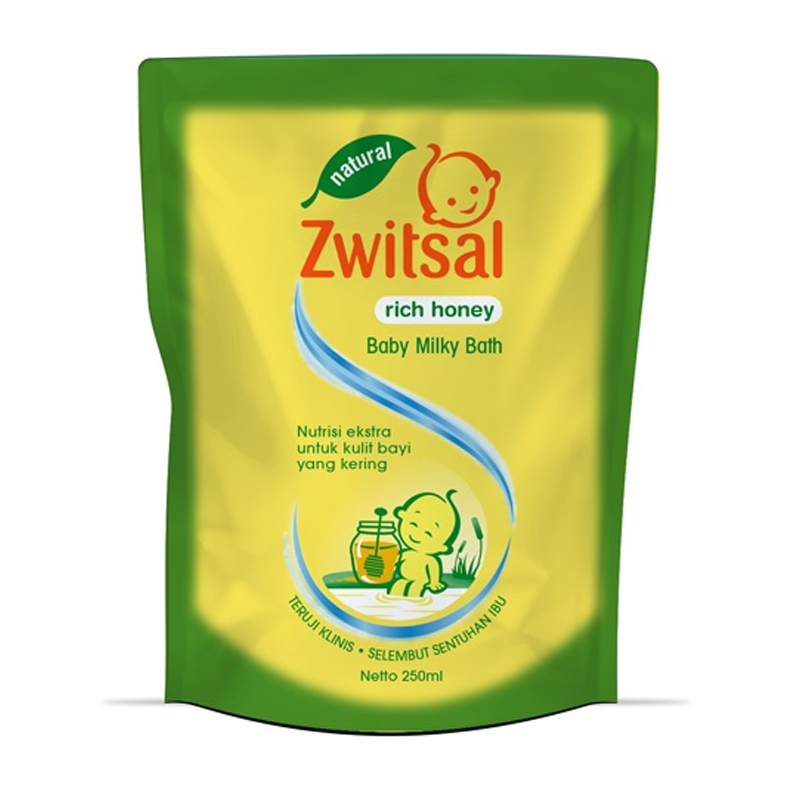 Zwitsal Baby Milky Bath Natural Rich Honey Pouch 250ml | Gogobli