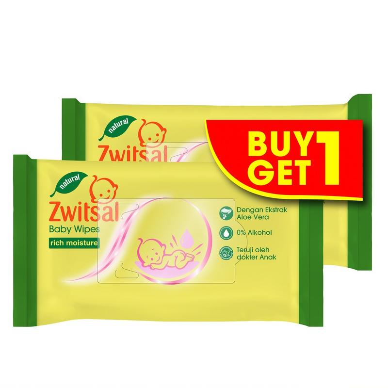 Zwitsal Baby Wipes Rich Moisturizer 40s (Buy 1 Get 1) | Gogobli