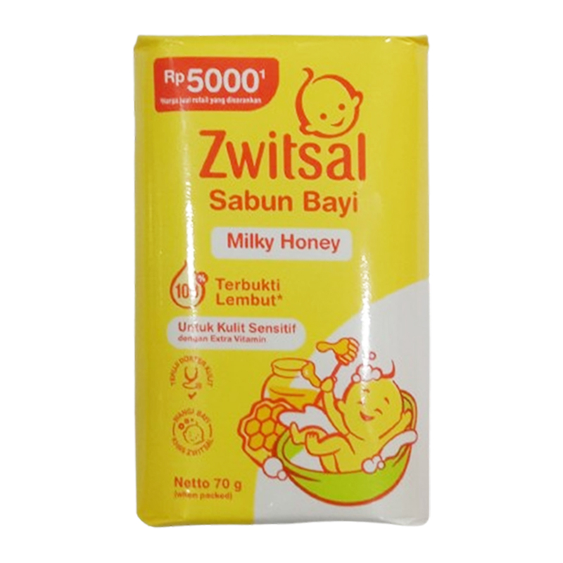 Zwitsal Baby Bar Soap Natural Milk Honey 70gr | Gogobli