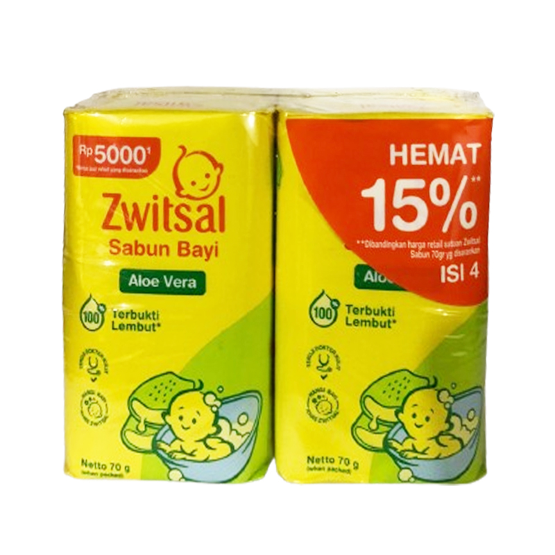 Zwitsal Baby Bar Soap Classic Aloe Vera (4x70gr) | Gogobli