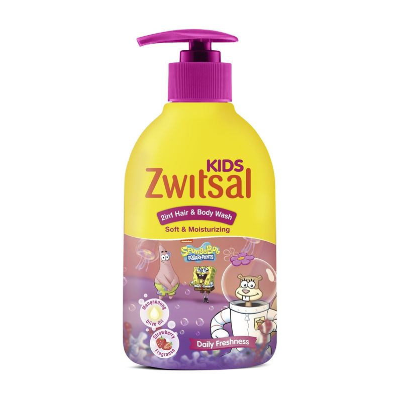 Zwitsal Kids 2in1 Hair And Body Soft And Moisturizing Pink Pump 280ml | Gogobli