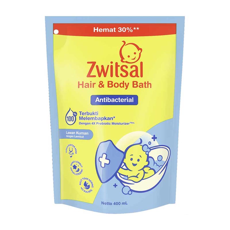 Zwitsal Baby Bath Hair And Body Antibacterial 400ml | Gogobli